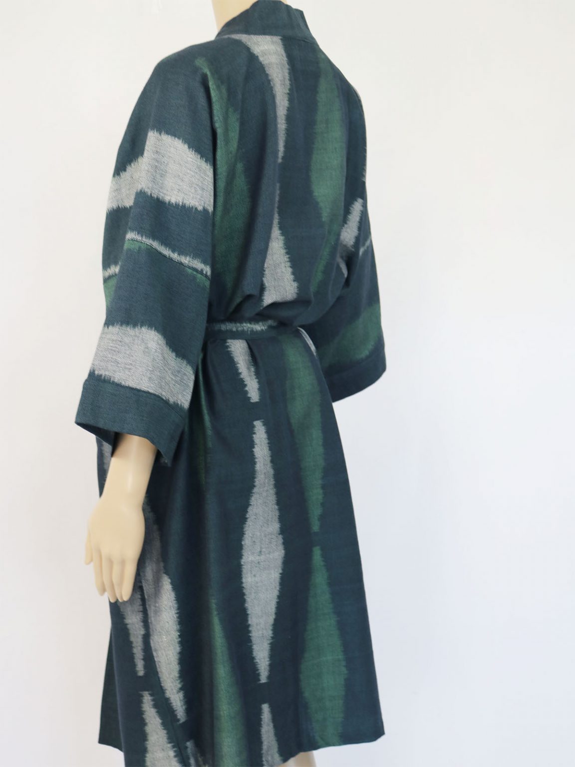 Resort robe, grøn, blå, grå, håndvævet bomuld, (h)A.N.D. , Fair Fashionista