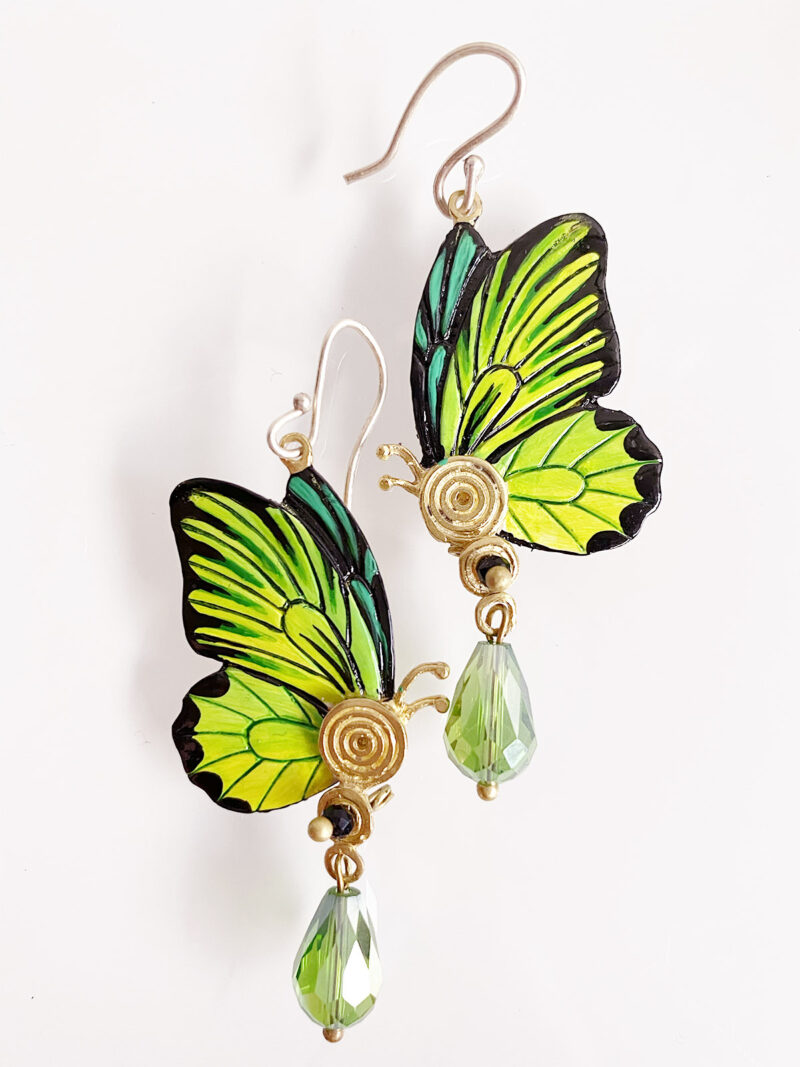 Grønne Sommerfugleøreringe Athens - Håndlavede Smykker - Jewelry Art by Mim